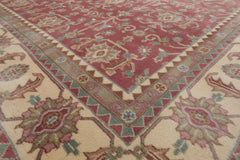 9x12 Plum, Ivory, Aqua Color Hand Knotted Heriz Wool Traditional Oriental Rug