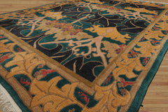 8x10 Turquoise, Blue, Gold Color Hand Knotted Tibetan Wool Arts & Crafts Oriental Rug