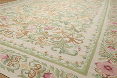 9x12 Ivory, Sage, Brown Color Hand Woven Kilim Wool Traditional Oriental Rug