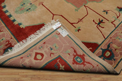 9x12 Ivory, Rose, Burnt Orange Color Hand Knotted Tibetan Wool Arts & Crafts Oriental Rug