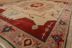 9x12 Ivory, Rose, Burnt Orange Color Hand Knotted Tibetan Wool Arts & Crafts Oriental Rug
