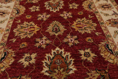 3x5 Rusty Red, Beige, Sage Color Hand Knotted All-Over 100% Wool Traditional Oriental Rug