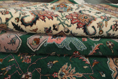 9x12 Green, Ivory, Taupe Color Hand Knotted Pak Persian Wool Traditional Oriental Rug