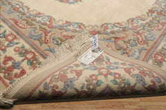 8x10 Ivory, Tan, Rose Color Hand Knotted French Aubusson Savonnerie Wool Traditional Oriental Rug