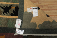 8x10 Teal, Peach, Gold Color Hand Knotted Tibetan Wool Arts & Crafts Oriental Rug