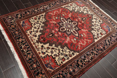 5x7 Red, Charcoal, Brown Color Hand Knotted All-Over 100% Wool Traditional Oriental Rug