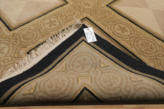 8x10 Ivory, Beige, Moss Color Hand Knotted Tibetan Wool Traditional Oriental Rug