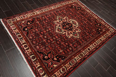 5x7 Red, Rust, Ivory Color Hand Knotted All-Over 100% Wool Traditional Oriental Rug