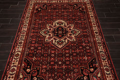 5x7 Red, Rust, Ivory Color Hand Knotted All-Over 100% Wool Traditional Oriental Rug