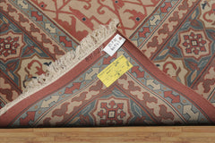 9x12 Rose, Ivory, Aqua Color Hand Knotted Heriz Wool Traditional Oriental Rug