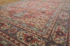 9x12 Rose, Ivory, Aqua Color Hand Knotted Heriz Wool Traditional Oriental Rug