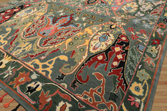 Multi Size Muted Teal Green Ivory Color Hand Tufted Handmade Boho Wool Arts & Crafts Oriental Rug
