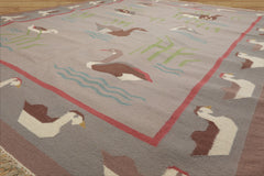 8x10 Taupe, Gray, Brown Color Hand Woven Kilim Wool Transitional Oriental Rug