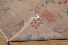 9x12 Taupe, Beige, Rose Color Hand Knotted Tibetan Wool Transitional Oriental Rug