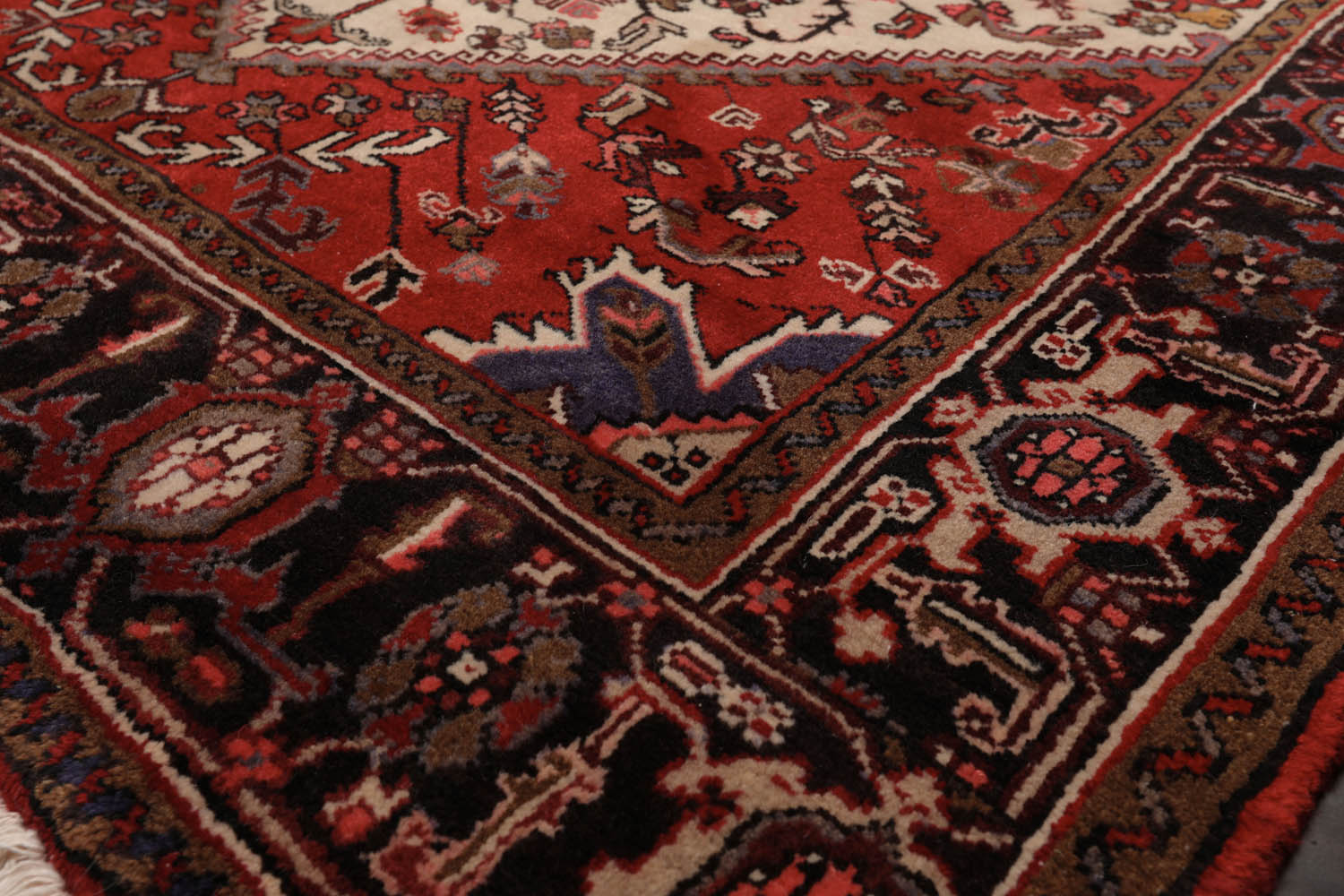 5x7 Ivory, Red, Charcoal Color Hand Knotted All-Over 100% Wool Traditional Oriental Rug