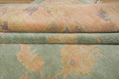 8x10 Aqua, Rose, Lavender Color Hand Knotted Tibetan Wool Arts & Crafts Oriental Rug
