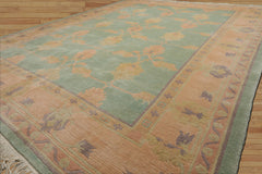 8x10 Aqua, Rose, Lavender Color Hand Knotted Tibetan Wool Arts & Crafts Oriental Rug