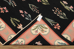 6x9 Black, Blush, Ivory Color Hand Woven Dhurry Kilim Wool Transitional Oriental Rug