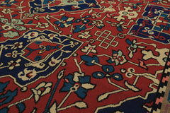 6x9 Rusty Red, Aqua, Navy Color Hand Woven French Aubusson Needlepoint Wool Traditional Oriental Rug