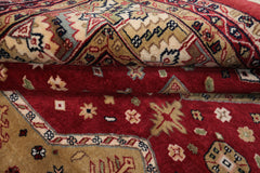 9x12 Burgundy, Ivory, Green Color Hand Knotted Shirvan New Zealand Wool Traditional Oriental Rug