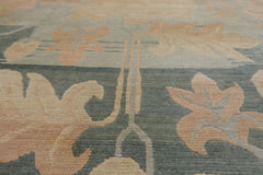 8x10 Beige, Aqua, Rose Color Hand Knotted Tibetan Wool Art Deco Oriental Rug