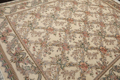 8x10 Ivory, Rose, Taupe Color Hand Knotted Pak Persian Wool Traditional Oriental Rug
