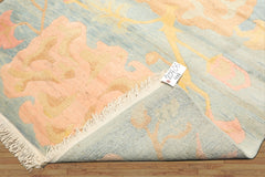 4x6 Blue, Blush, Peach Color Hand Knotted Tibetan Wool Transitional Oriental Rug