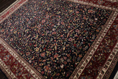 8x10 Midnight Blue, Burgundy, Sage Color Hand Knotted Agra New Zealand Wool Traditional Oriental Rug