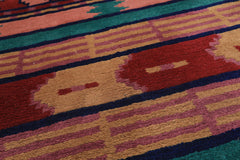 4x6 Turquoise, Blush, Lavender Color Hand Knotted Tibetan Wool Modern & Contemporary Oriental Rug