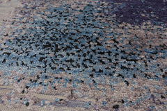 Square Gray, Purple, Ivory Color Hand Knotted All-Over Wool & Silk Modern Oriental Rug