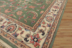 3x5 Sage, Ivory, Rose Color Hand Knotted Indo Kashan Wool Traditional Oriental Rug