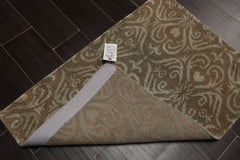 2x3 Tan, Green, Color Hand Knotted All-Over Wool & Silk Transitional Oriental Rug