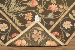 6x9 Green, Gold, Aqua Color Hand Woven French Aubusson Needlepoint Wool Traditional Oriental Rug