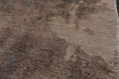 2x3 Gray, Taupe, Brown Color Hand Knotted All-Over Wool & Silk Transitional Oriental Rug