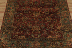 4x6 Rust, Green, Gold Color Hand Knotted Samad Wool Traditional Oriental Rug