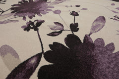 8x11 Ivory, Aubergine, Dark Chocolate Color Machine Made Wool Contemporary Oriental Rug