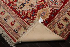 8x11 Red, Ivory, Blue Color Hand Hooked Heriz New Zealand Wool Traditional Oriental Rug