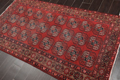 4x6 Red, Tan, Charcoal Color Hand Knotted All-Over 100% Wool Traditional Oriental Rug