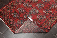 4x6 Red, Tan, Charcoal Color Hand Knotted All-Over 100% Wool Traditional Oriental Rug