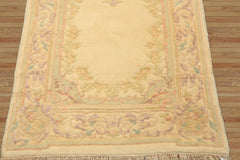 Runner Ivory, Mint, Lavender Color Hand Knotted French Aubusson savonnerie Wool Traditional Oriental Rug
