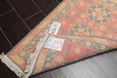 2x3 Rose, Blue, Gold Color Hand Knotted All-Over 100% Wool Transitional Oriental Rug