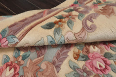 5x8 Ivory, Aqua, Taupe Color Hand Knotted French Aubusson Savonnerie Wool Traditional Oriental Rug
