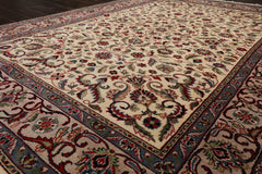 6x9 Ivory, Taupe, Red Color Hand Knotted Agra New Zealand Wool Traditional Oriental Rug
