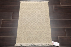2x3 Tone on Tone Beige, , Color Hand Knotted All-Over 100% Wool Transitional Oriental Rug