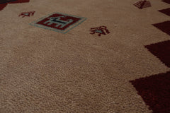 4x6 Beige, Burgundy, Navy Color Hand Knotted All-Over 100% Wool Traditional Oriental Rug