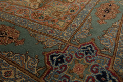 6x9 Aqua, Peach, Beige Color Hand Knotted Kerman Wool Traditional Oriental Rug