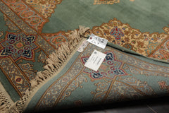 6x9 Aqua, Peach, Beige Color Hand Knotted Kerman Wool Traditional Oriental Rug