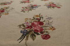 6x9 Ivory, Taupe, Red Color Hand Woven Aubusson Needlepoint Wool Traditional Oriental Rug