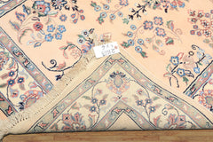 4x6 Blush, Ivory, Black Color Hand Knotted Indo Sarouk Wool Traditional Oriental Rug