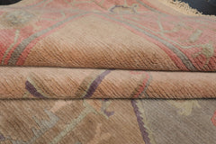 6x10 Faded Peach, Blush, Aqua Color Hand Knotted Tibetan Wool Traditional Oriental Rug